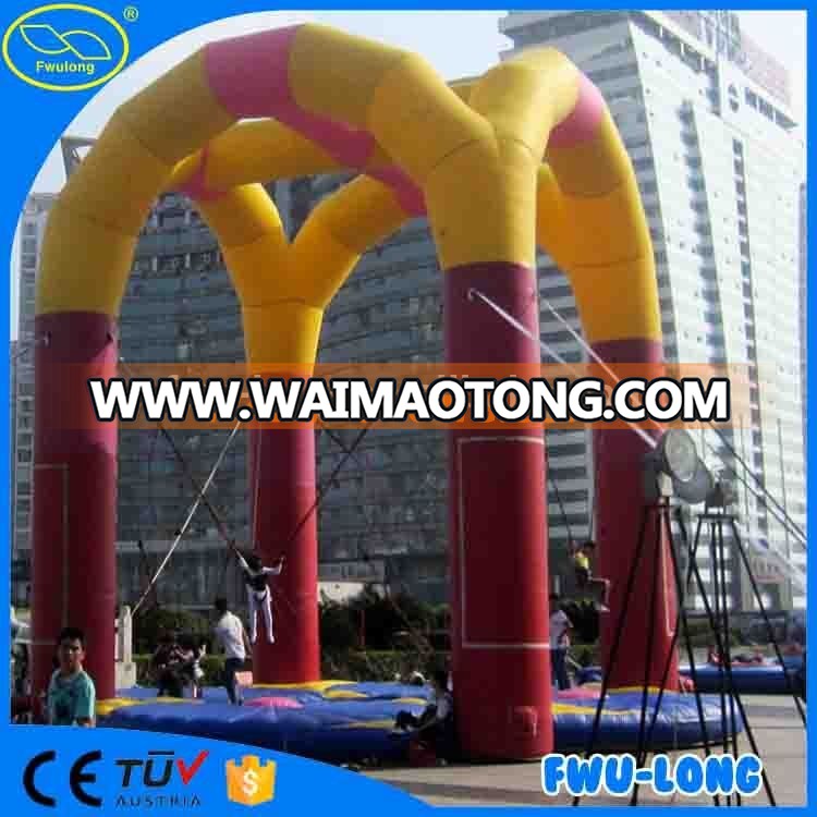 Hot sale 0.5mm PVC inflatable bungee trampoline,fwu long jumping for sale